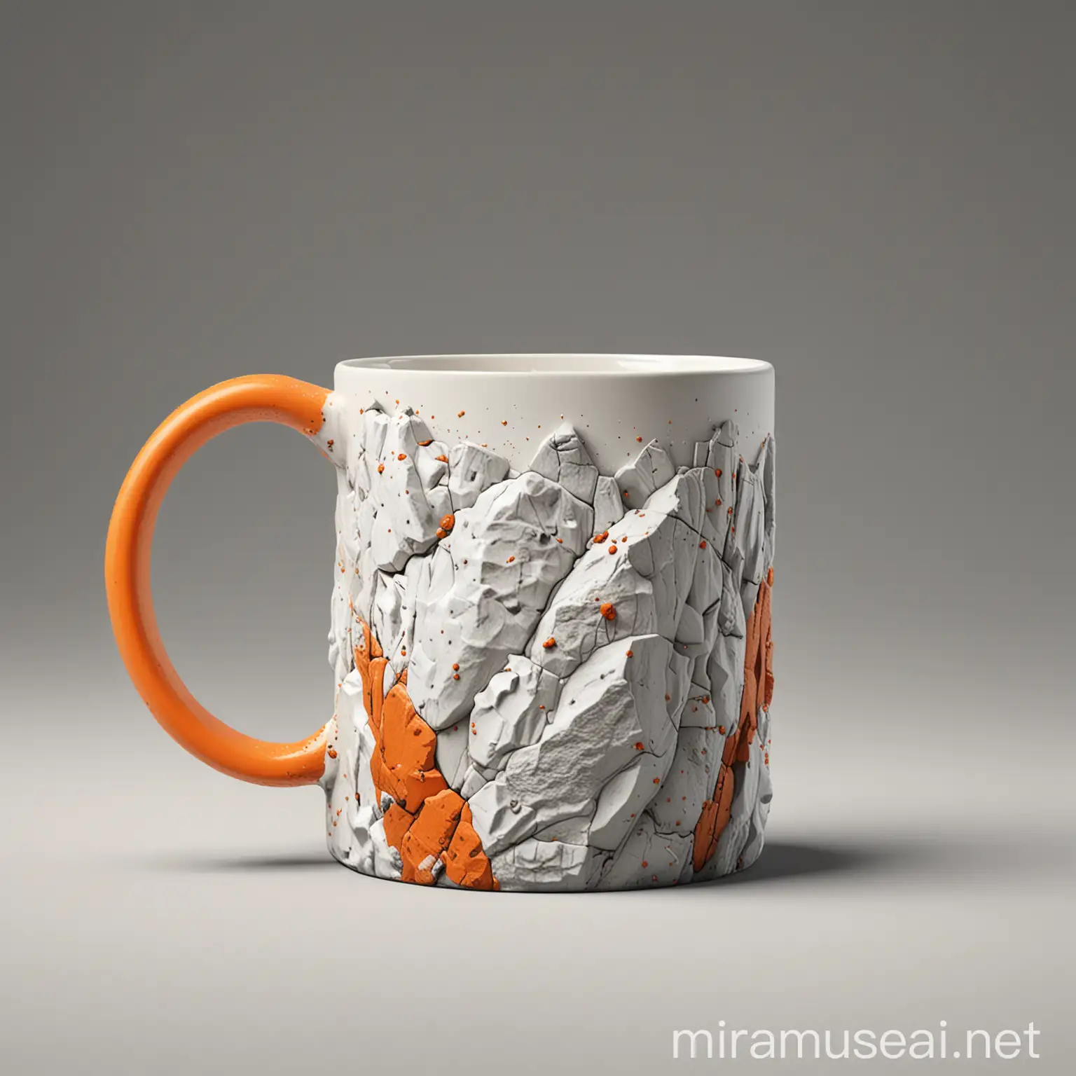 Realistic White Rock Climbing Mug with Orange Handle