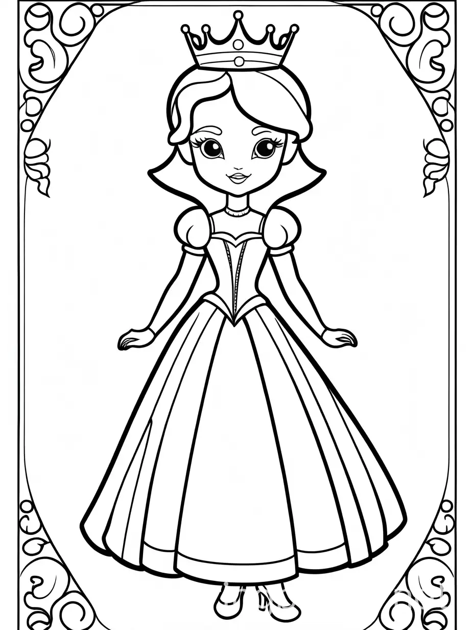 Kids-Halloween-Party-Coloring-Page-Evil-Queen-Black-and-White-Line-Art