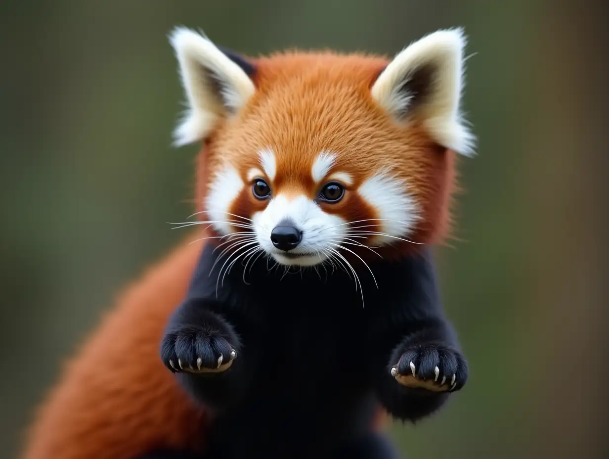 hand reaches for red panda