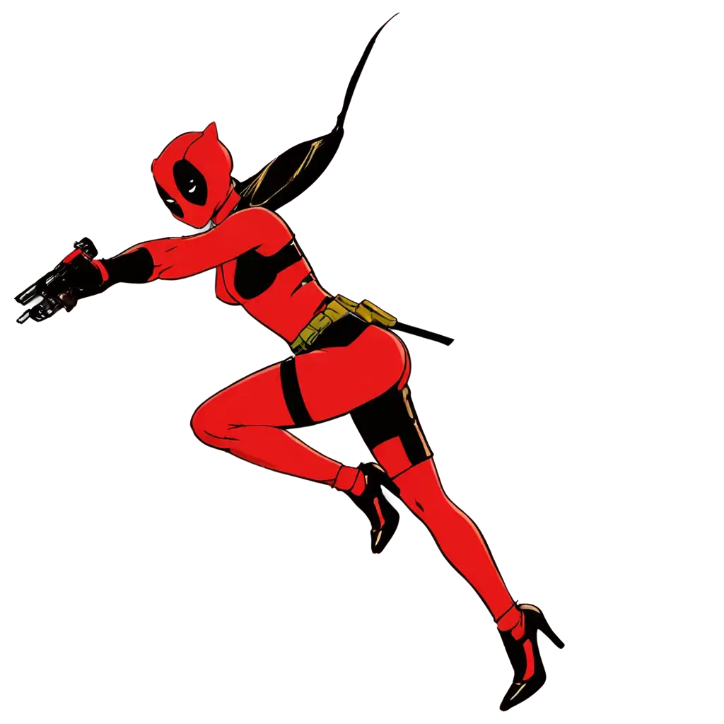 Sensual-Side-View-Female-Deadpool-2D-Minimalist-PNG-Illustration