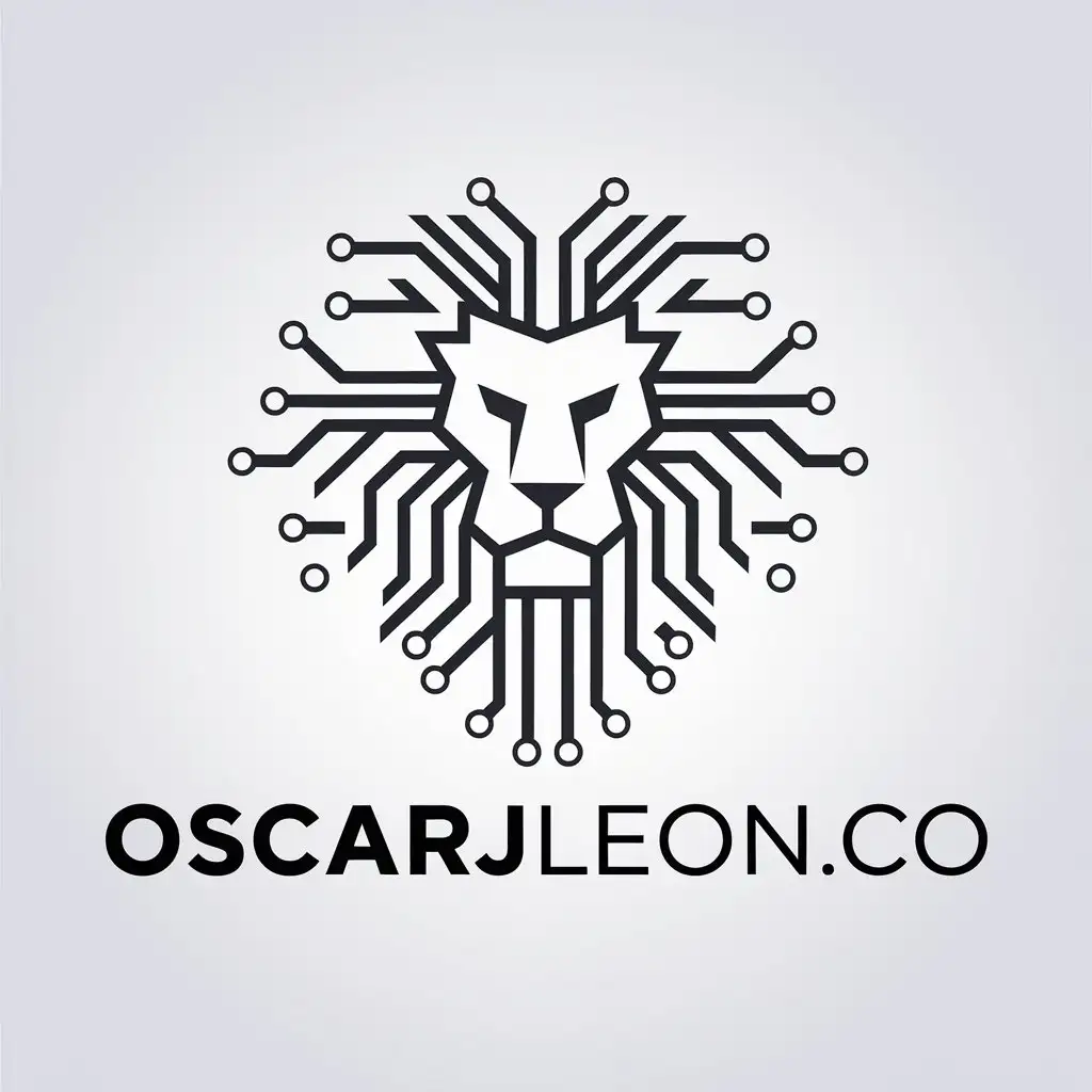 LOGO Design for oscarjleonco Lion Symbol with AI Circuits in a Minimalistic Style for Technology Industry