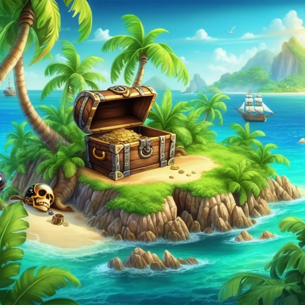 Pirates Treasure on a Verdant Island