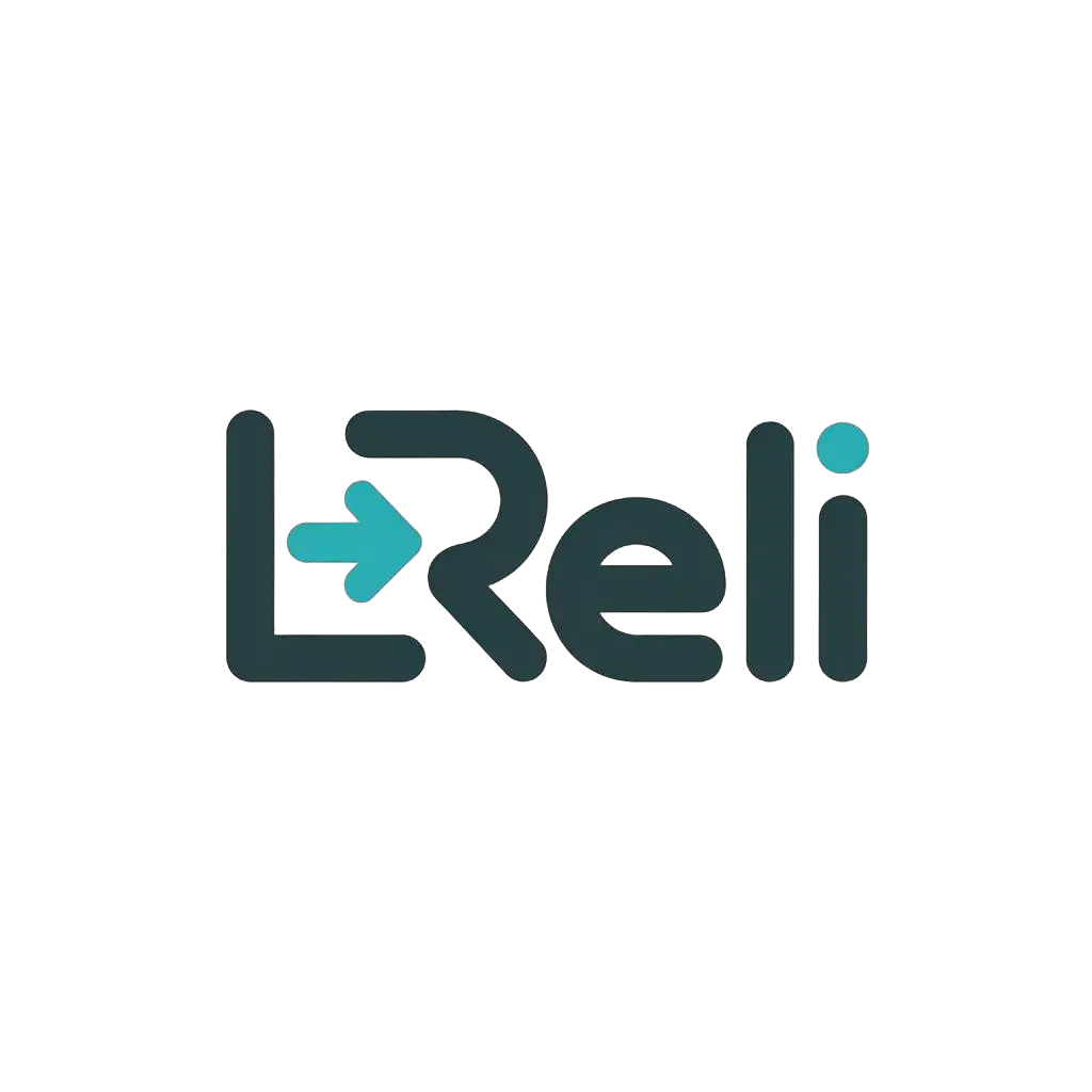 a vector logo design,with the text "Lreli", main symbol:LR,LEFT RIGHT,Moderate,be used in Internet industry,clear background