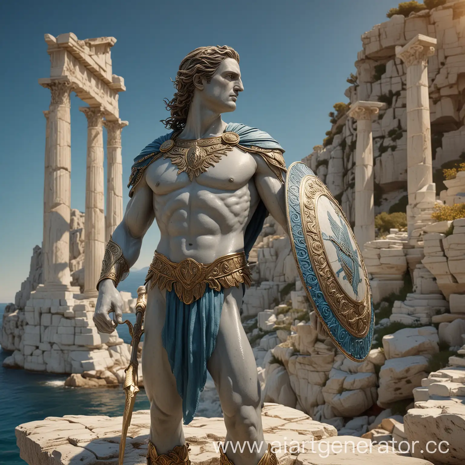 Greek-Dolphin-Warrior-with-Trident-and-Ancient-Armor-in-Mediterranean-Seascape