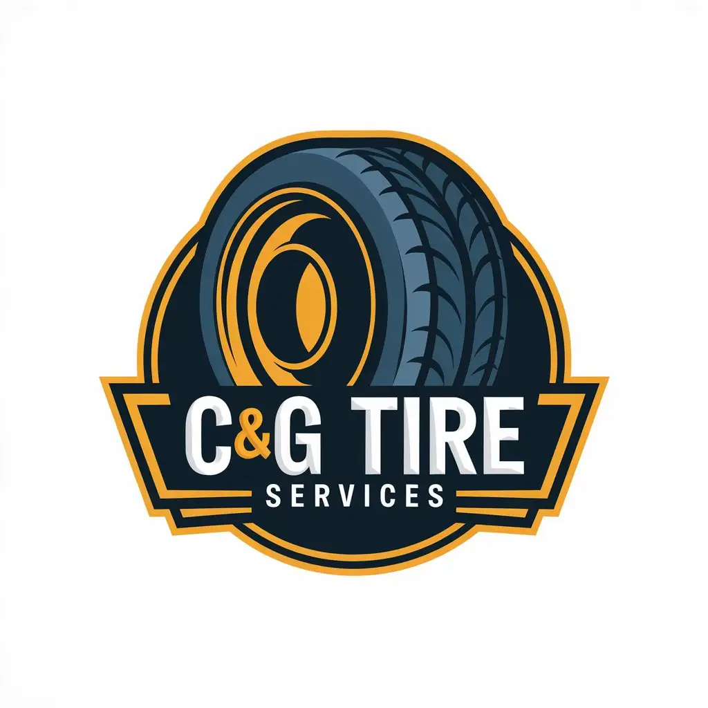 LOGO Design for CG Tire Services Automotive Industry Icon with Tire Symbol on Clear Background