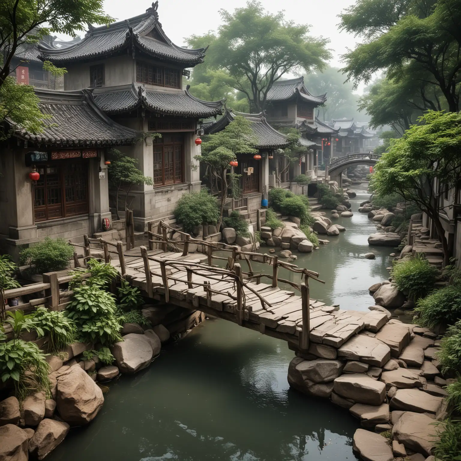 Tranquil-Small-Bridge-Over-Flowing-Water