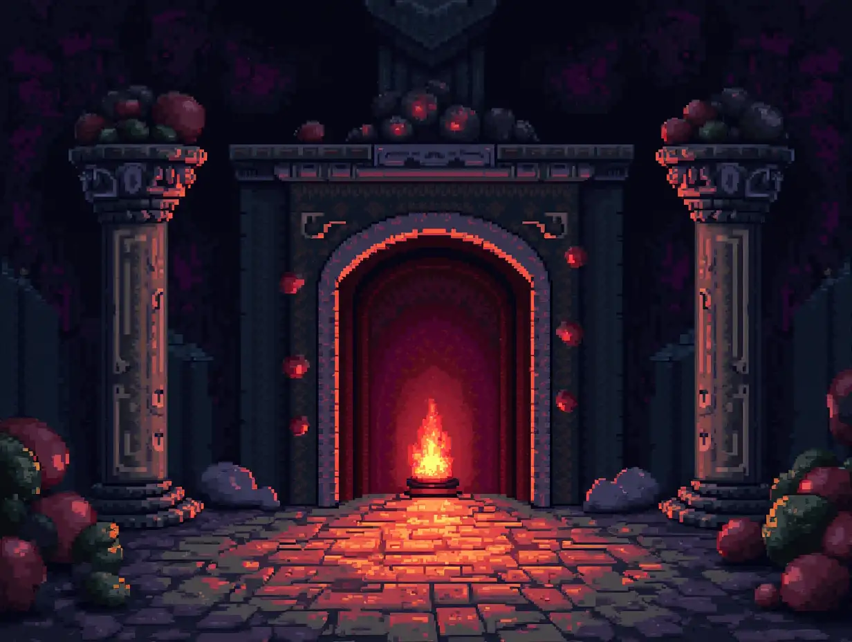 a pixel art replica based on the old video games like Doom from the early 1990's era.