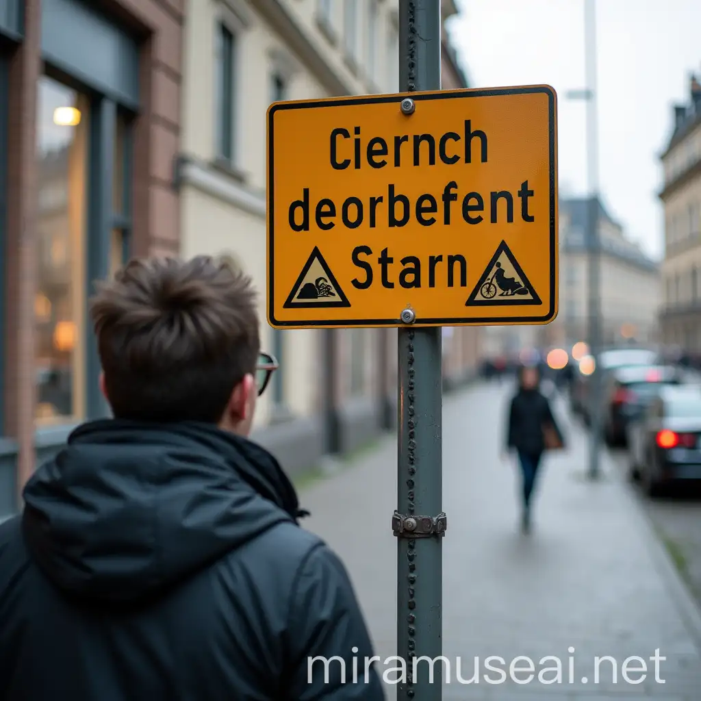 Individual Struggling to Interpret a German Street Sign