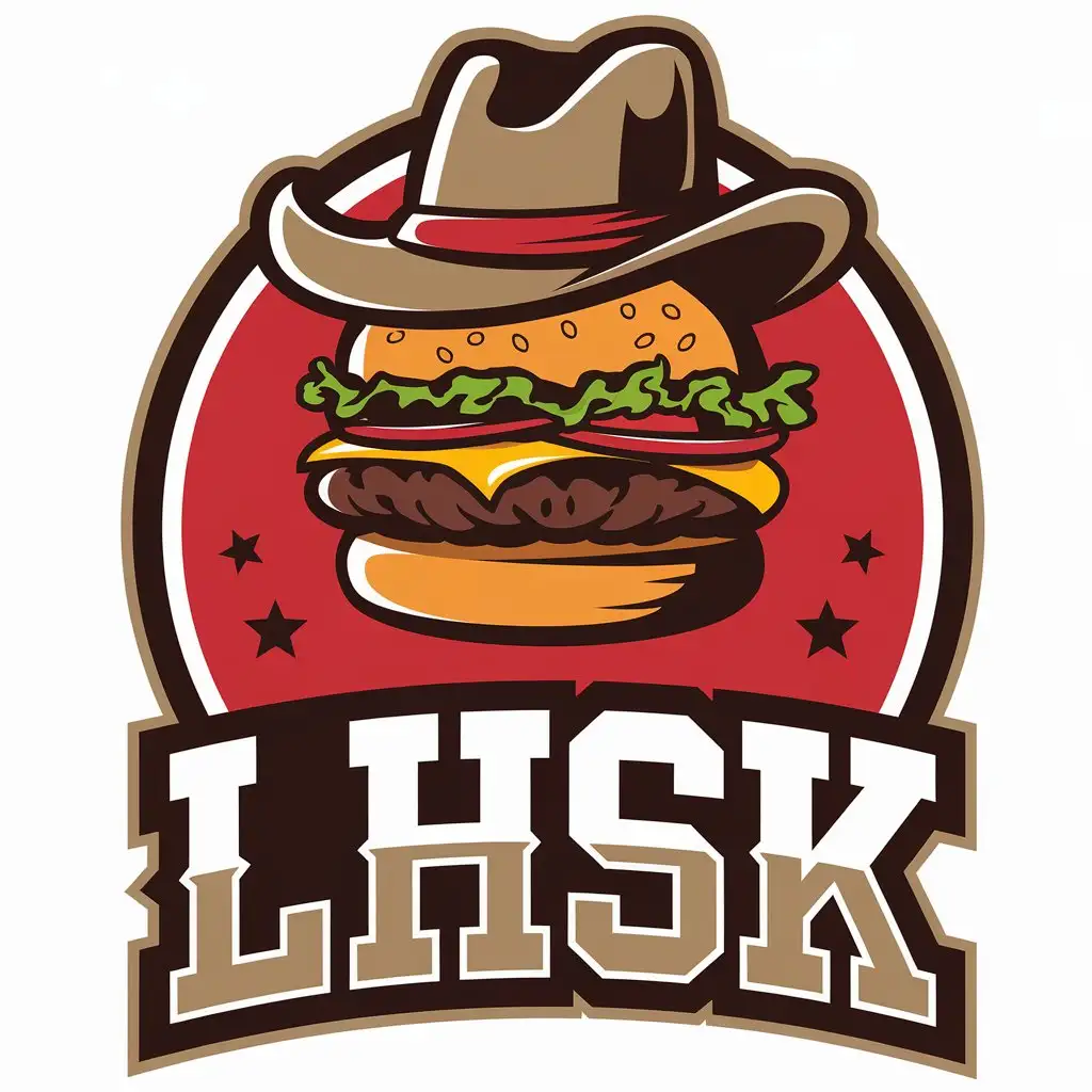 LOGO-Design-for-LHSK-Cowboy-Hamburger-Fast-Food-with-Modern-Vector-Aesthetics