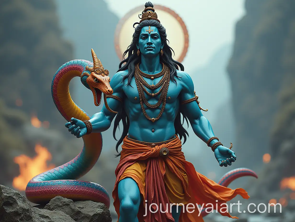 Lord-Mahadev-with-Giant-RainbowColored-Snake