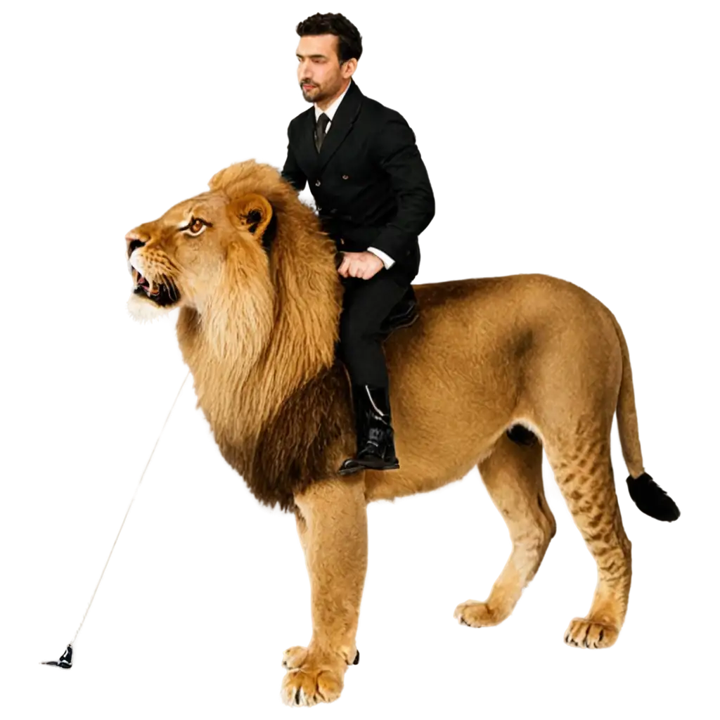 PNG-Image-of-a-Majestic-Lion-with-Rider-Creative-AI-Art-Prompt