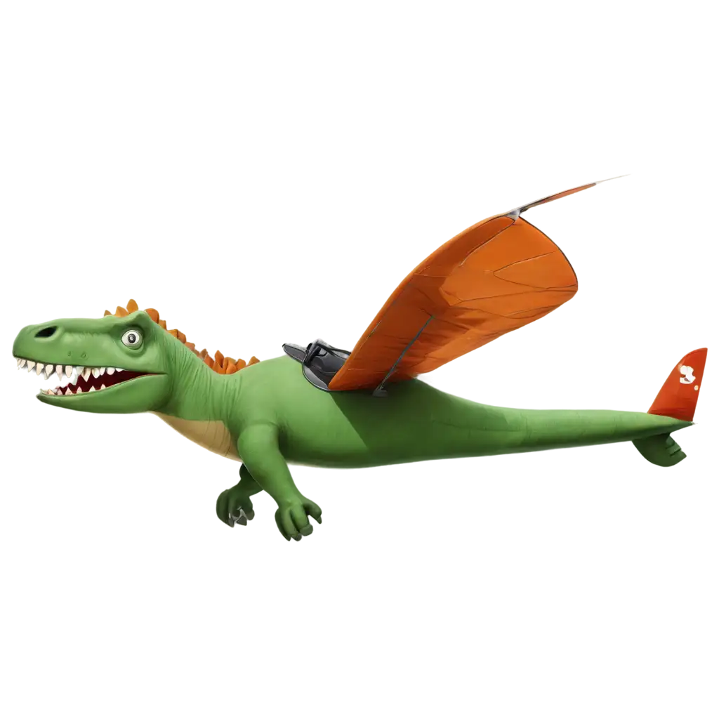 A dinosaur in a glider