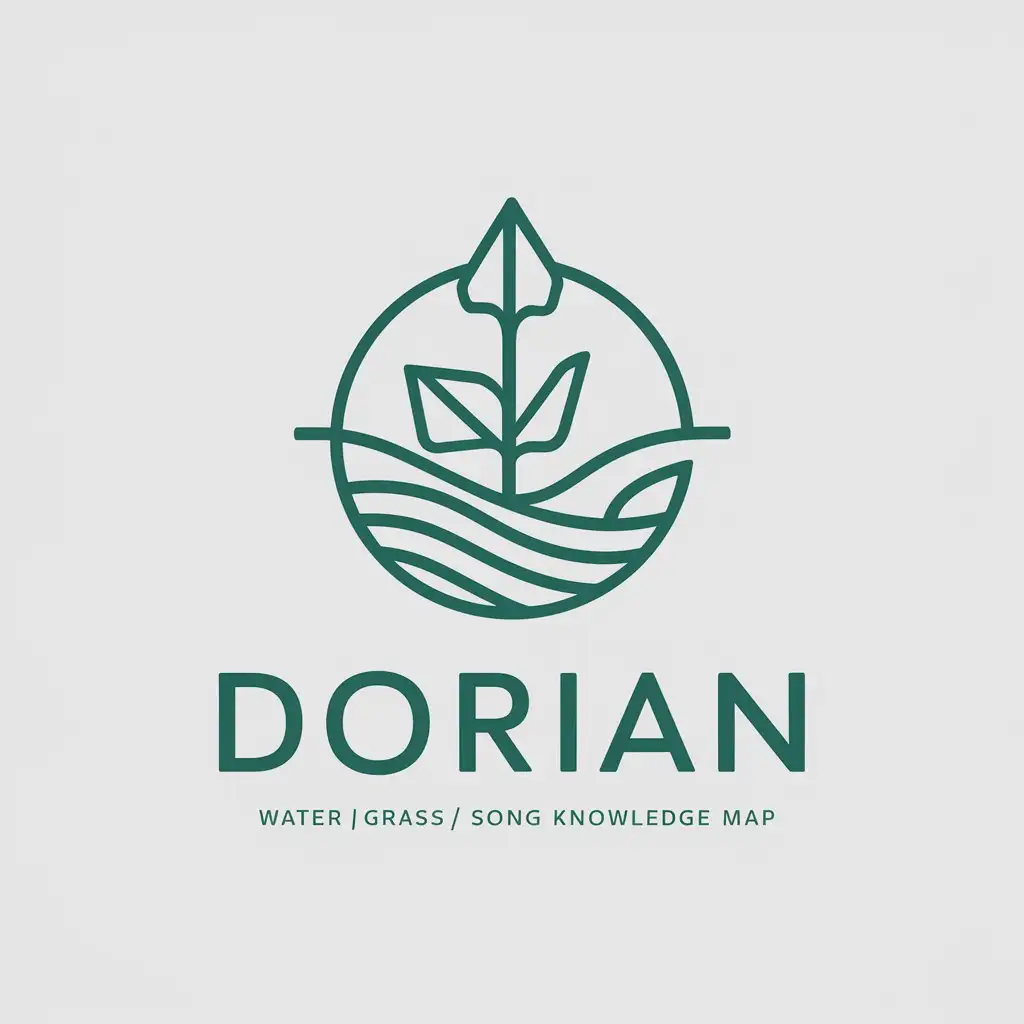 a vector logo design,with the text "dorian", main symbol:dorian /water grass/ Song/knowledge map,Moderate,be used in Internet industry,clear background