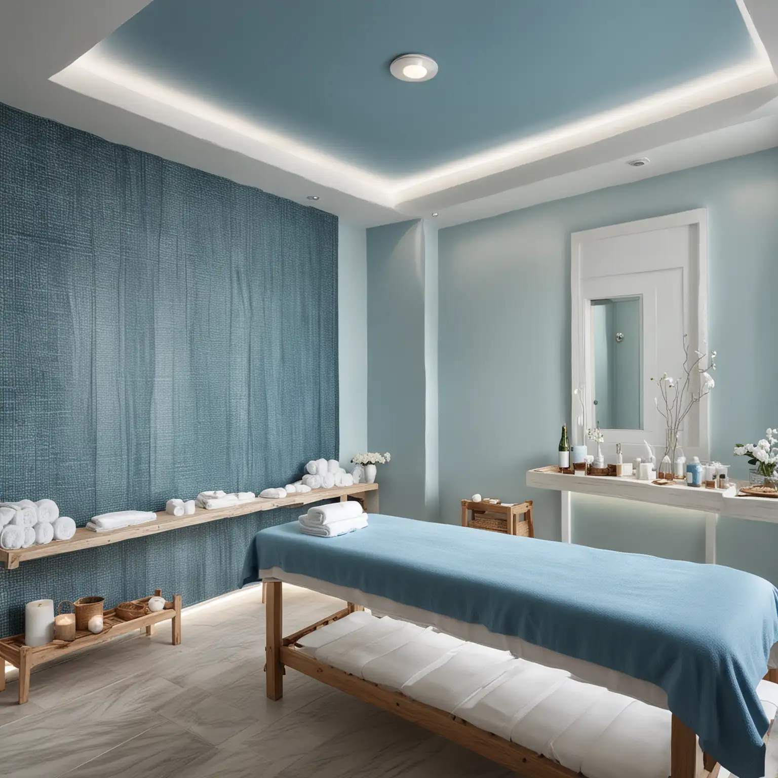 Tranquil Blue and White Massage Spa