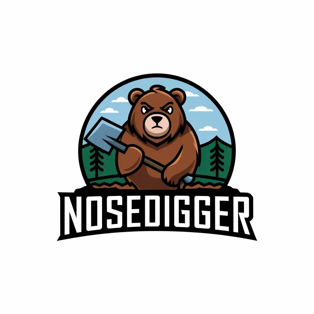 LOGO Design for NoseDigger Bear Symbol with Moderate Style and Clear Background