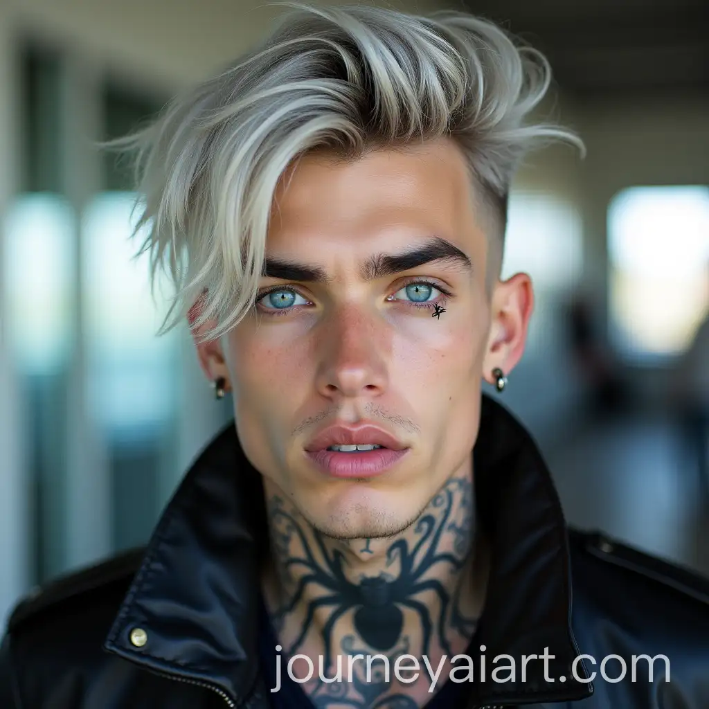 CloseUp-Portrait-of-a-Young-Man-with-Silver-Hair-and-Tattoos
