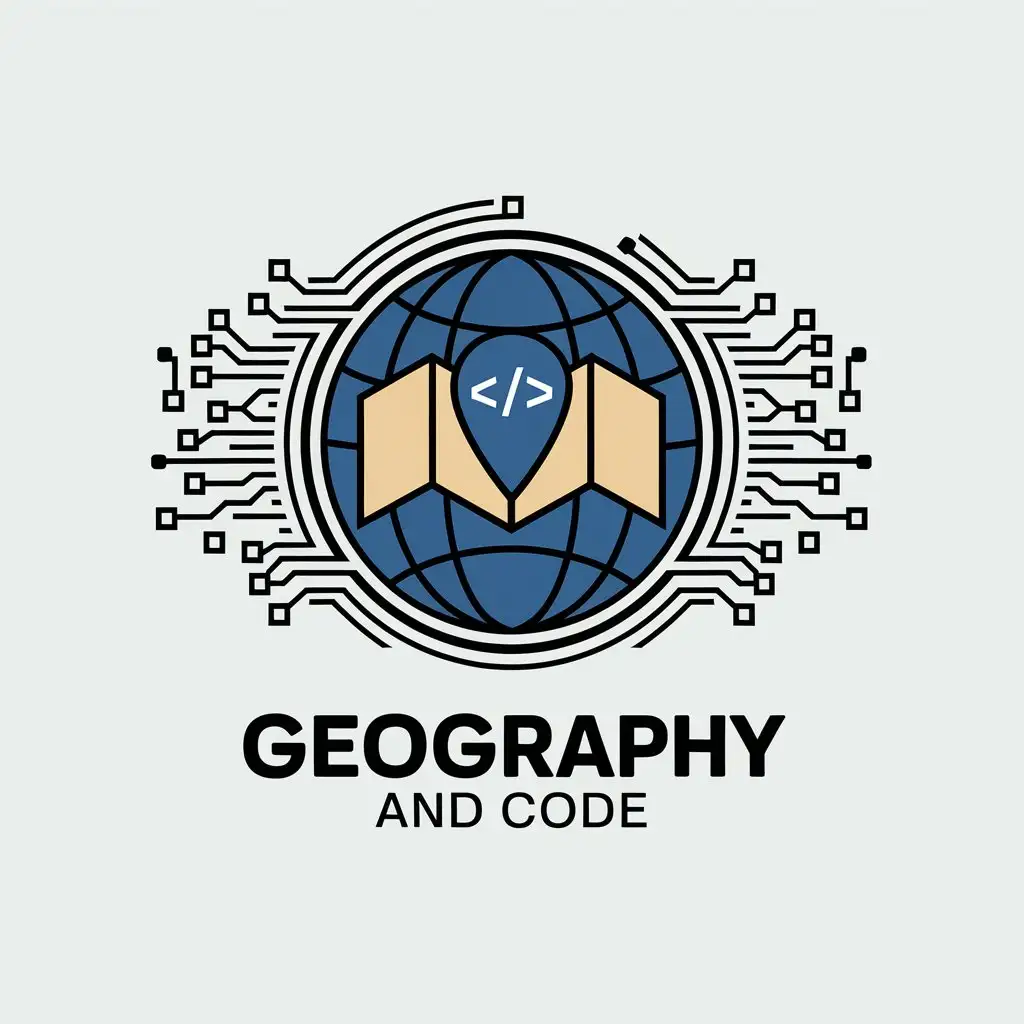 LOGO Design for Geography and Code Earth Map Symbol with Clear Background and Modern Aesthetic