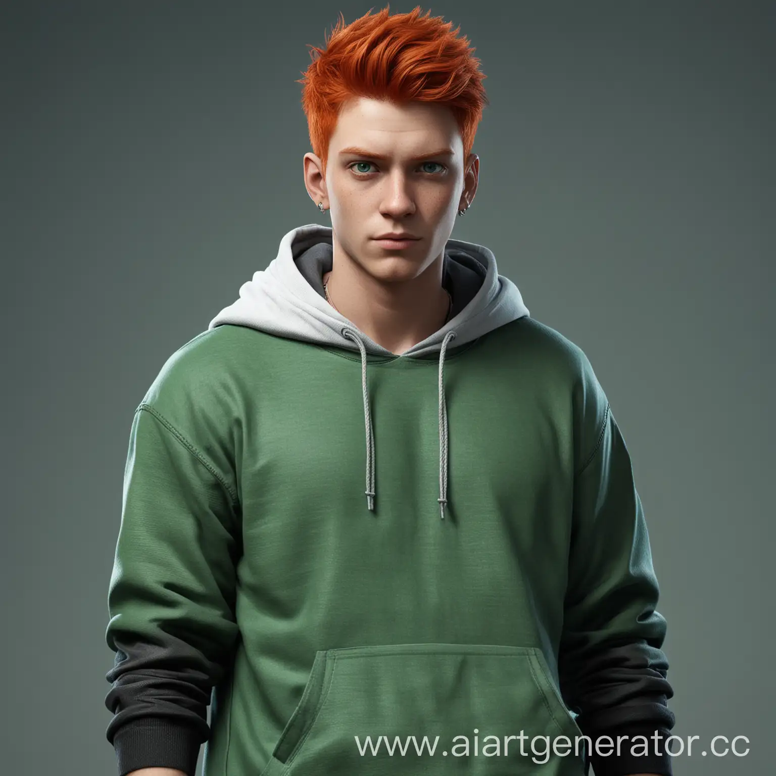 RedHaired-Male-Character-in-Green-Hoodie-and-Heterochromatic-Eyes