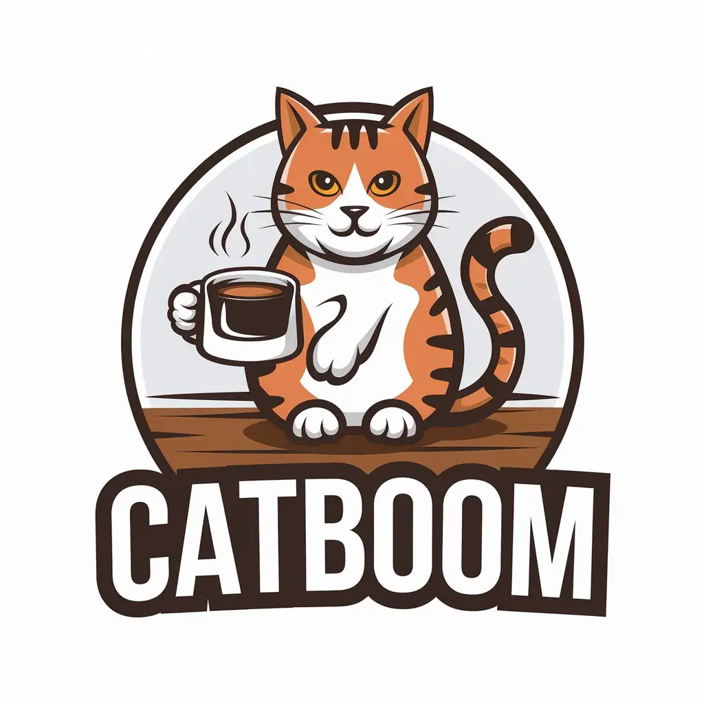 LOGO Design For CatBoom Playful Cat and Coffee Theme