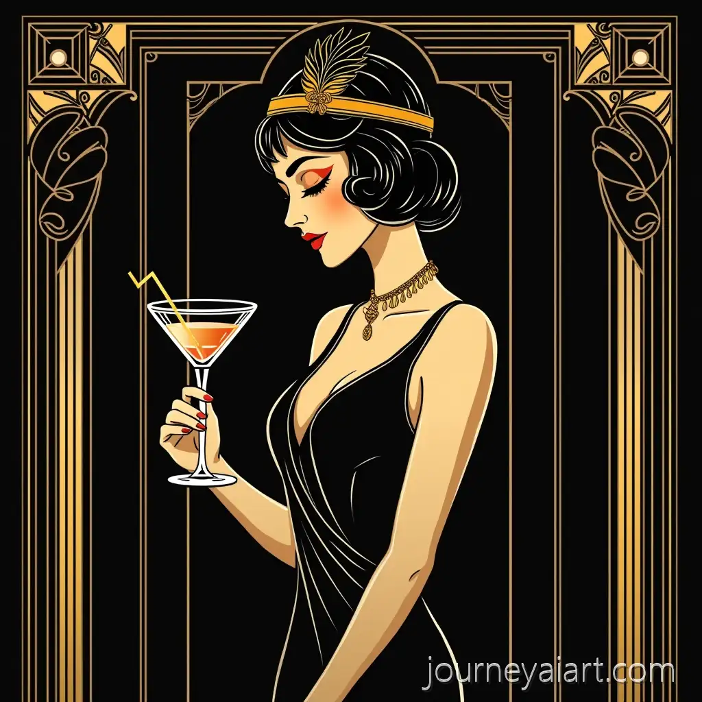 Glamorous-1920s-Flapper-Woman-in-Art-Deco-Poster-Holding-Cocktail