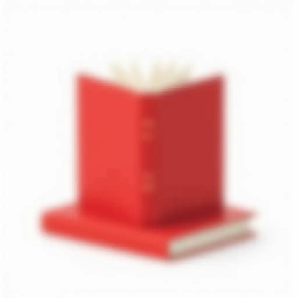 one book stands, book in solid red color, white background