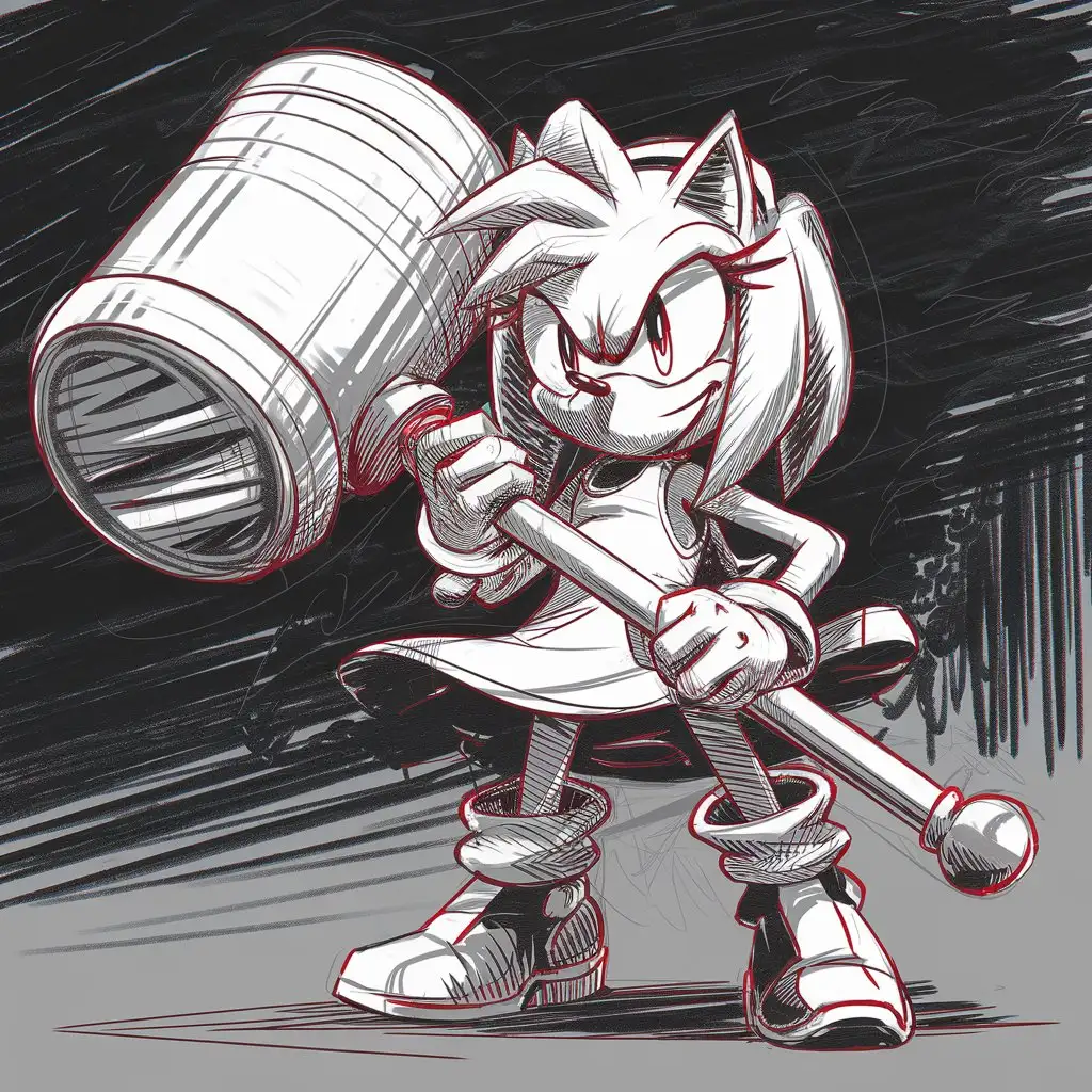 Amy-the-Hedgehog-with-Piko-Piko-Hammer-SonicThemed-Turnaround-Character-Sketch