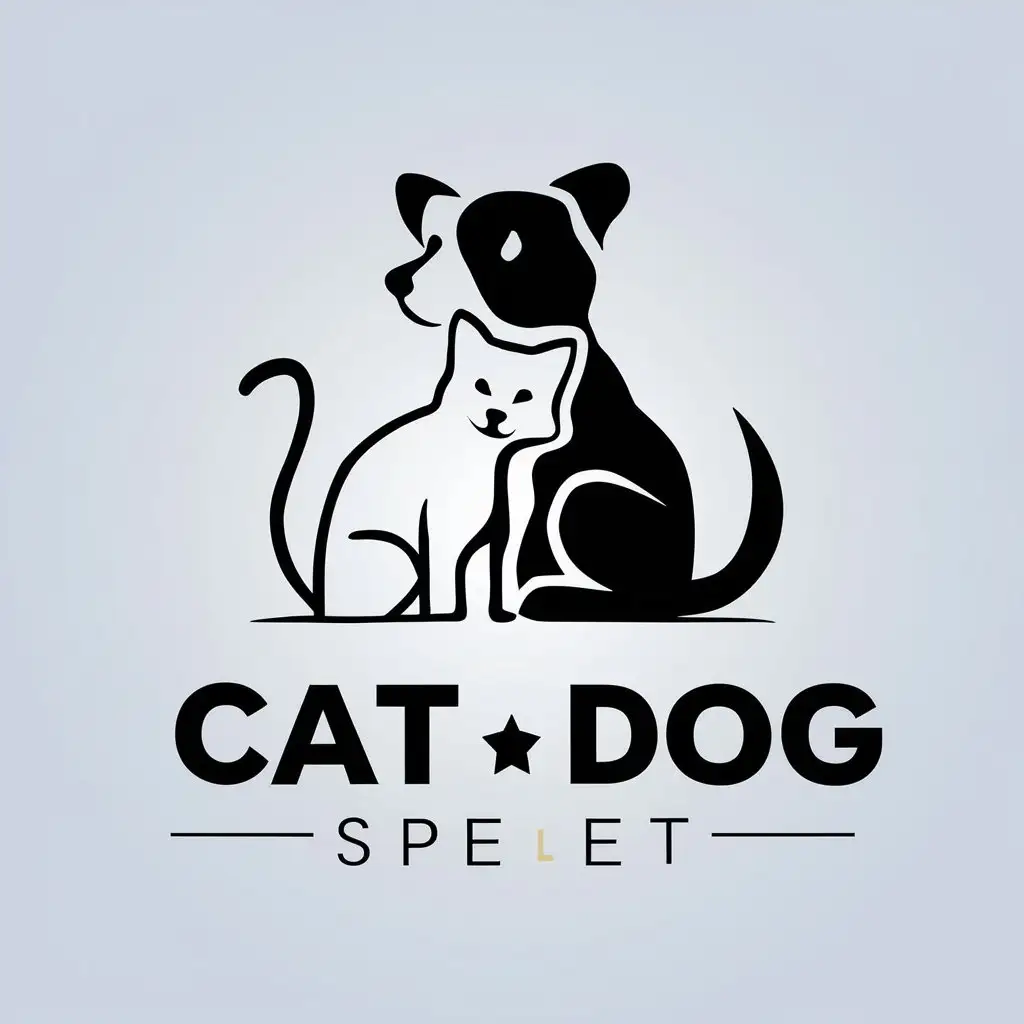 a vector logo design,with the text "cat,dog,pet", main symbol:cat with dog,Moderate,be used in Animals Pets industry,clear background