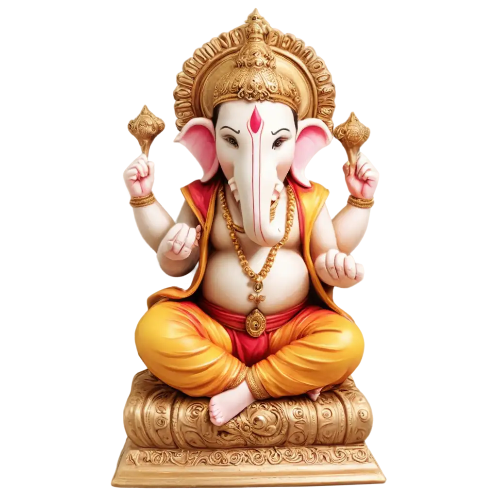 Ganpati-Bappa-Seated-on-a-Mouse-PNG-Image-Divine-Fusion-of-Tradition-and-Modernity