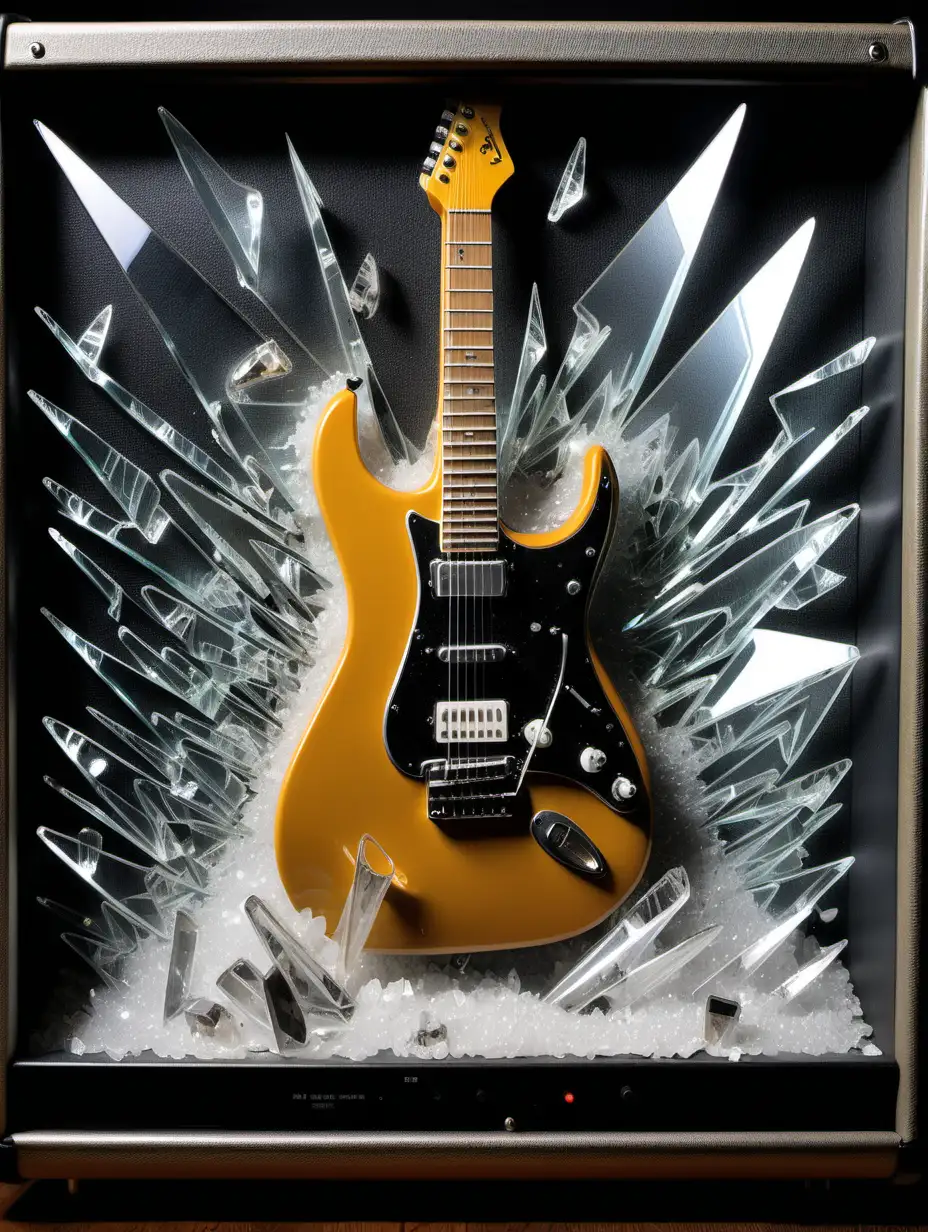 Rock Legends in Shattered Glass Guitar Amp Explosion Art