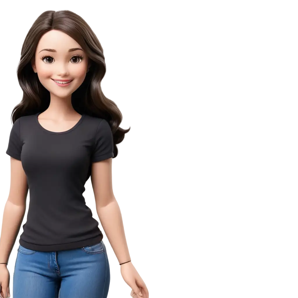 Create-a-3D-PNG-Doll-Smiling-Woman-with-Fair-Skin-and-Dark-Brown-Wavy-Hair