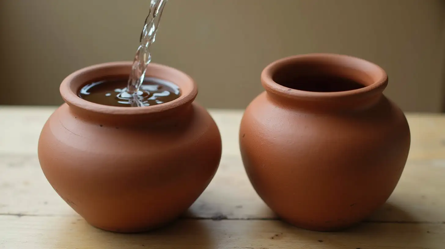 Symbolic Contrast of Water in Clay Pots