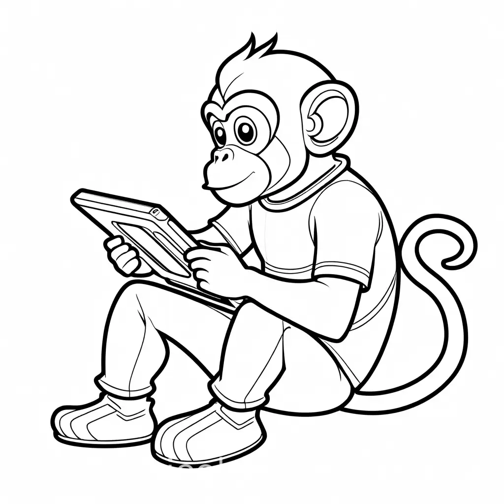 Monkey-Playing-Video-Games-Coloring-Page