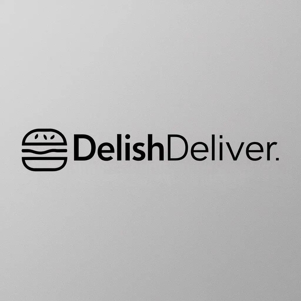 a logo design,with the text "DelishDeliver", main symbol:hamburger,Minimalistic,be used in Restaurant industry,clear background