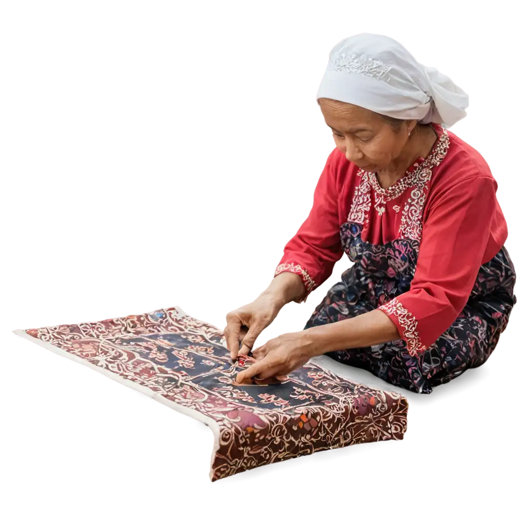 Javanese-Ethnic-Old-Woman-Making-Batik-on-Cloth-HighQuality-PNG-Image-for-Authentic-Cultural-Representation