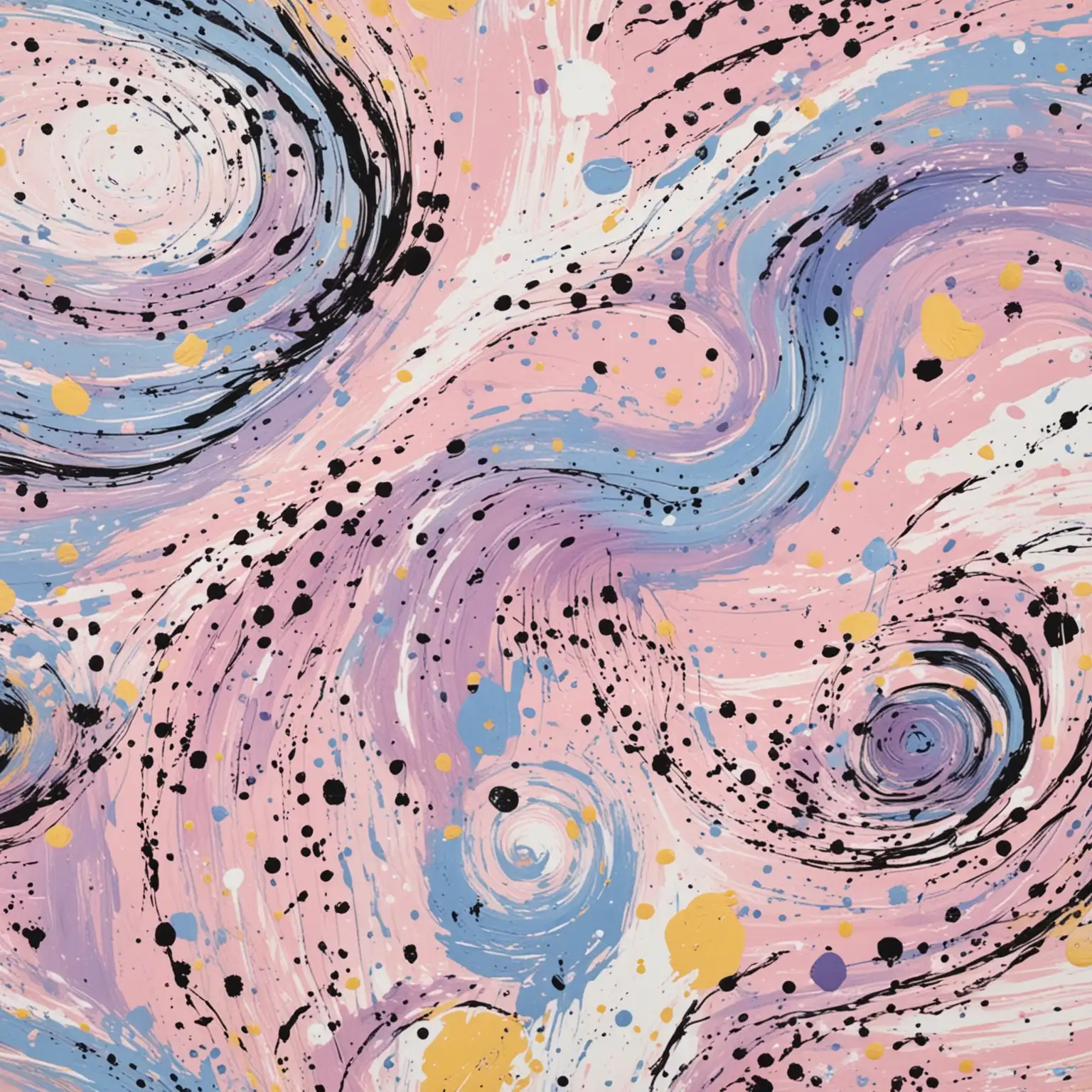 Abstract Pastel Art with Twirling Black Lines