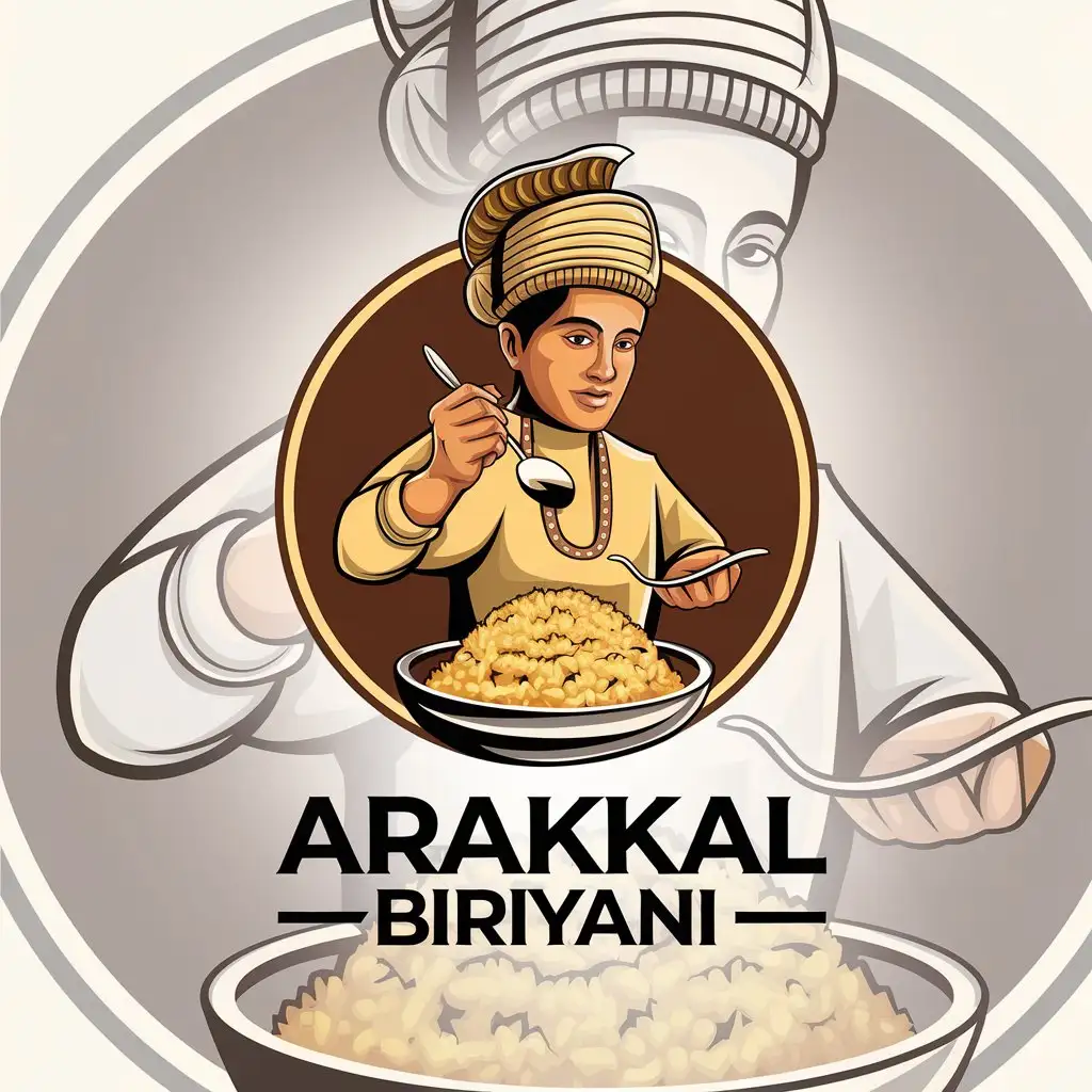 LOGO Design for ARAKKAL BIRIYANI Vector Logo Featuring Biriyani Making Symbol with Clear Background