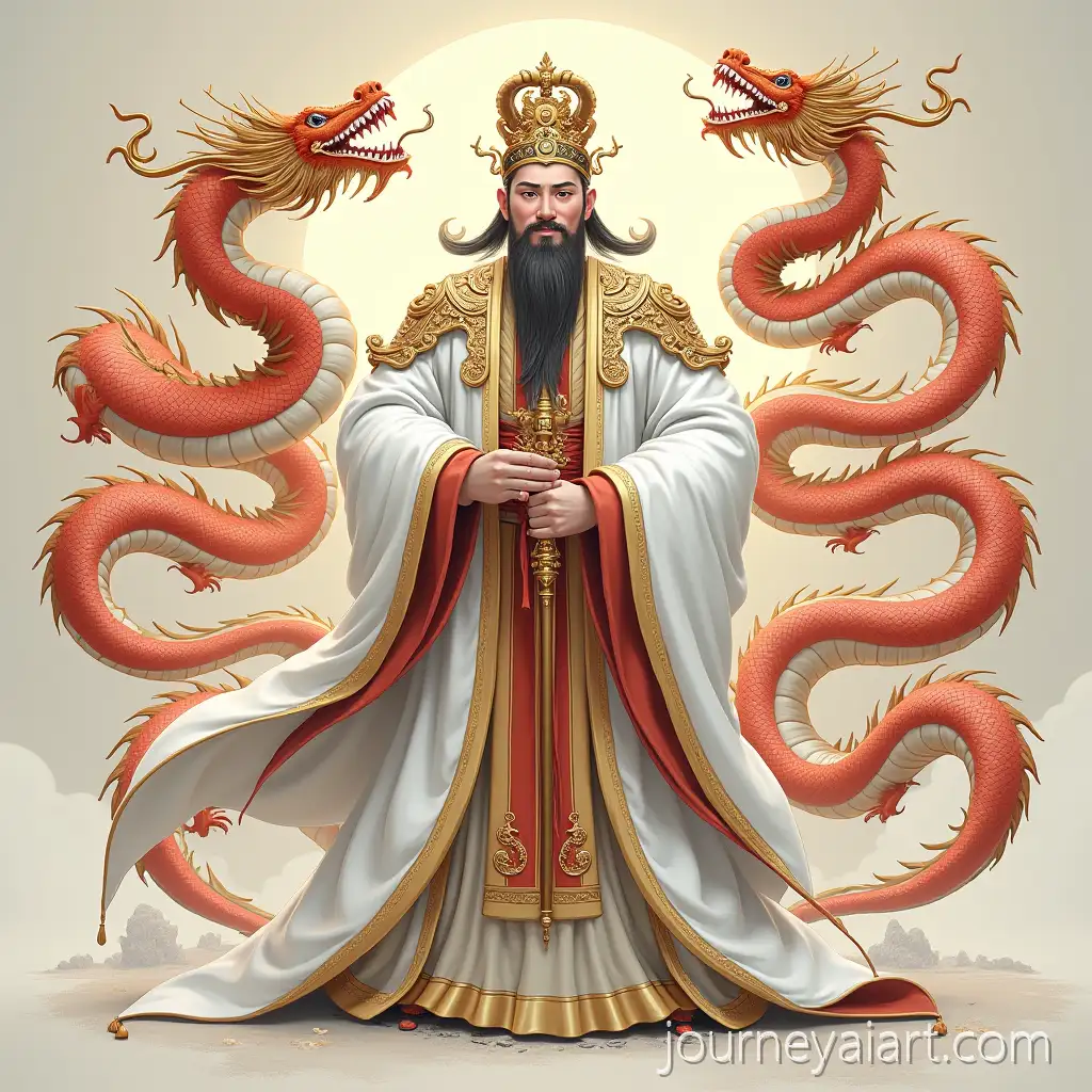 Emperor-in-White-Dragon-Robe-Surrounded-by-Nine-Majestic-Dragons-in-Chinese-Donghua-Style