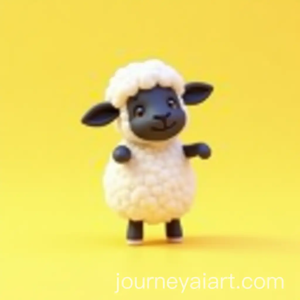 Playful-Anthropomorphic-Sheep-Dancing-Against-a-Bright-Yellow-Background