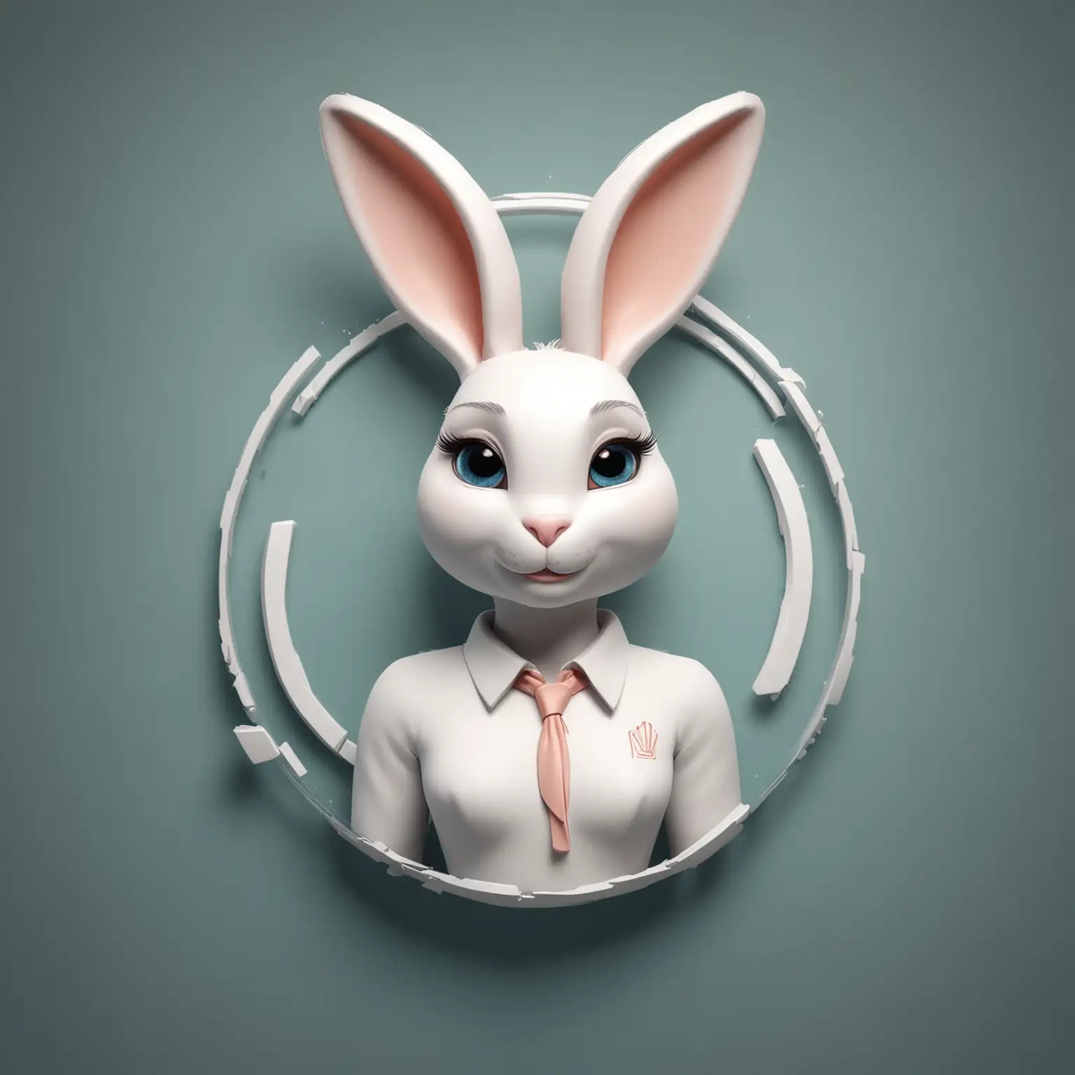 Stylish-Corporate-Logo-with-Digital-Touch-Anthropomorphic-20YearOld-Bunny-Female-Hybrid