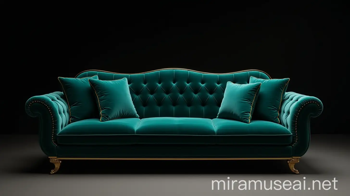 Luxurious Velvet Sofa with Emerald Green and Royal Blue Colors