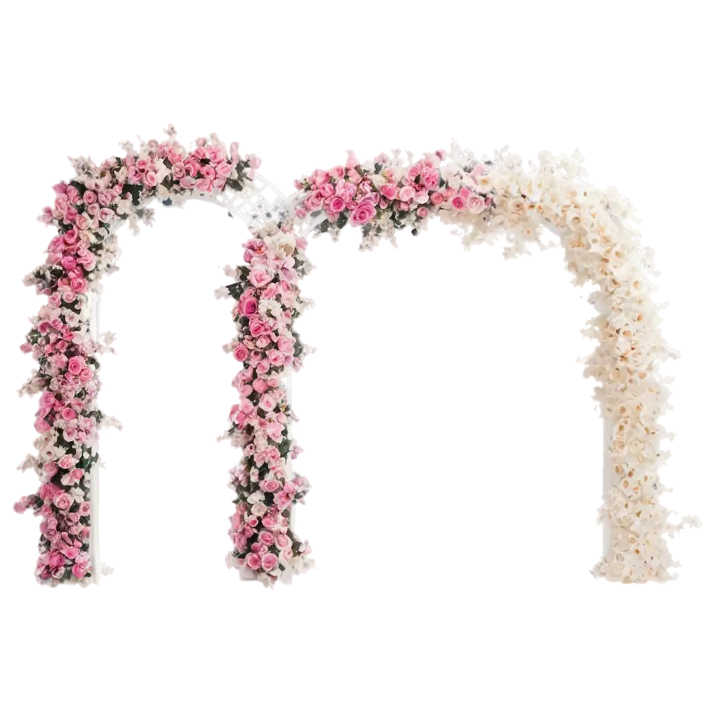 Artificial-White-Blue-Baby-Pink-and-Purple-Rose-Flowers-Arch-in-Rectangular-Shape-PNG-for-Elegant-Designs