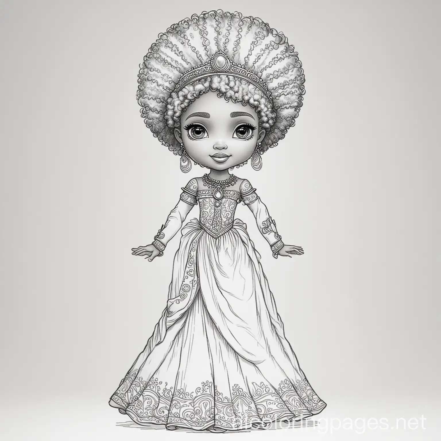 African-Princess-with-Afro-Dancing-in-Ballroom-Coloring-Page