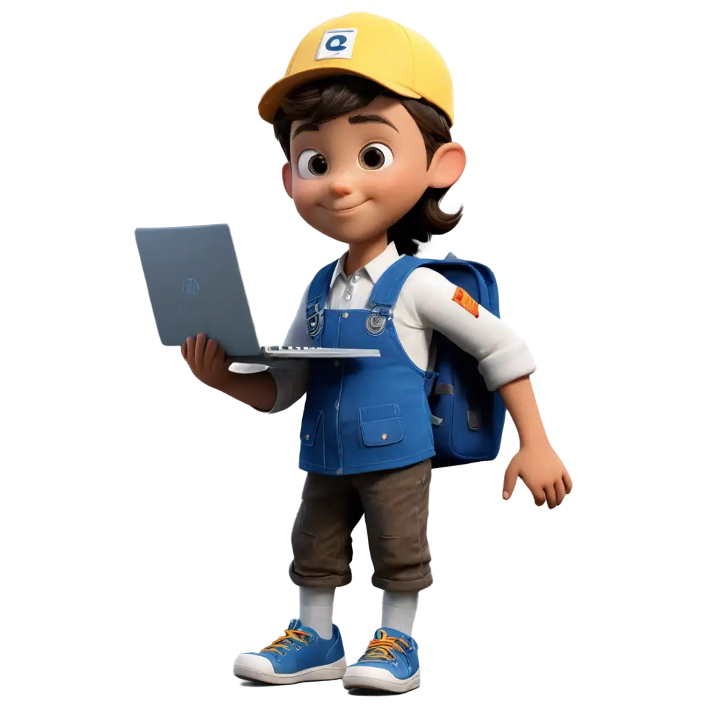 Child-Dressed-as-Pixar-Electrician-with-PC-in-Hand-Captivating-PNG-Image