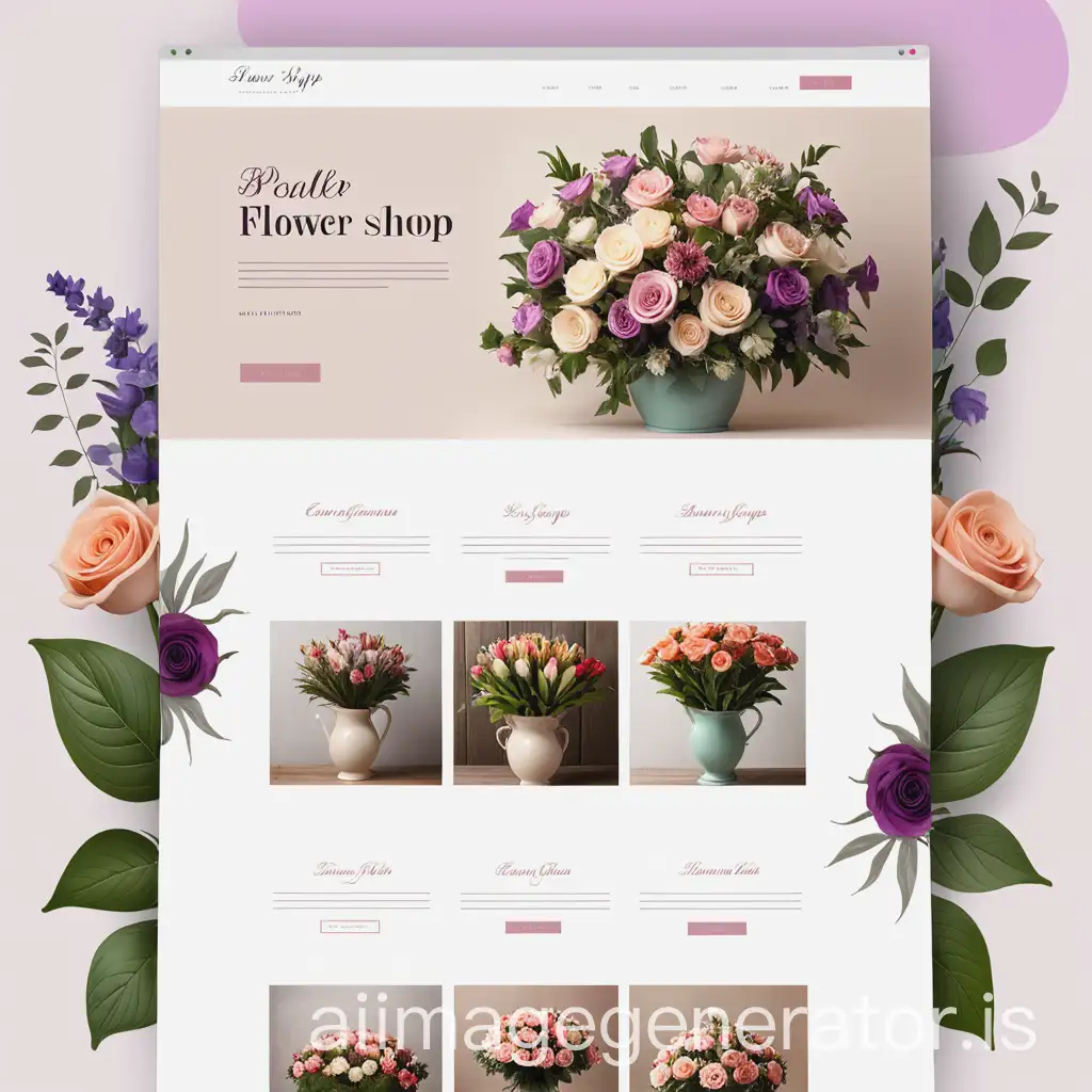 layout site flower shop in English style