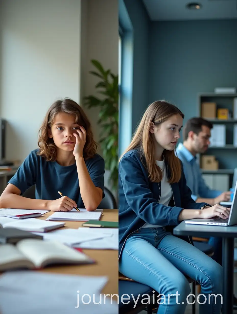 SplitScreen-ImageAI-Image-Prompt-Expansion-of-Bored-Student-vs-Motivated-Student-in-Different-Study-Environments