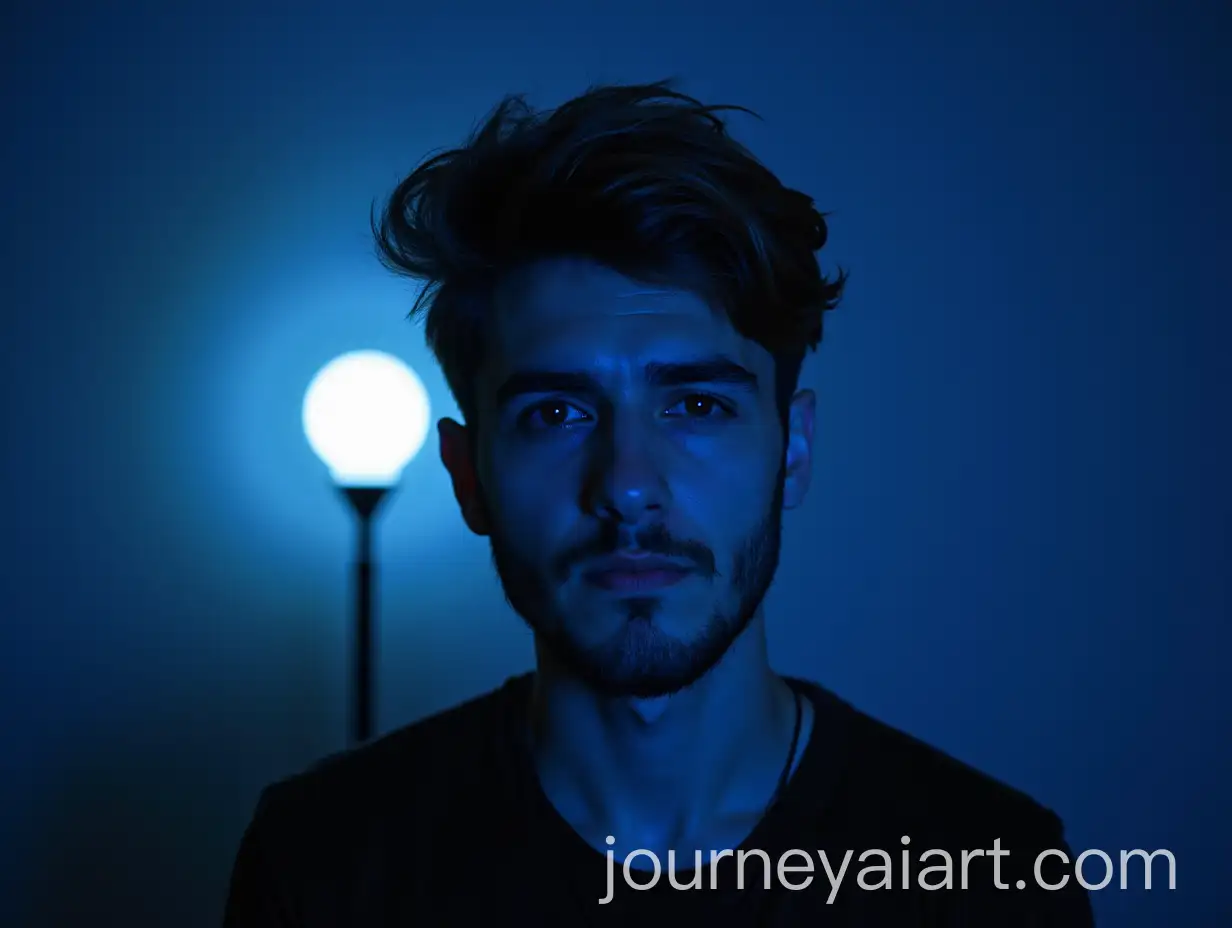 Person-in-Spotlight-with-Blue-Circle-Background