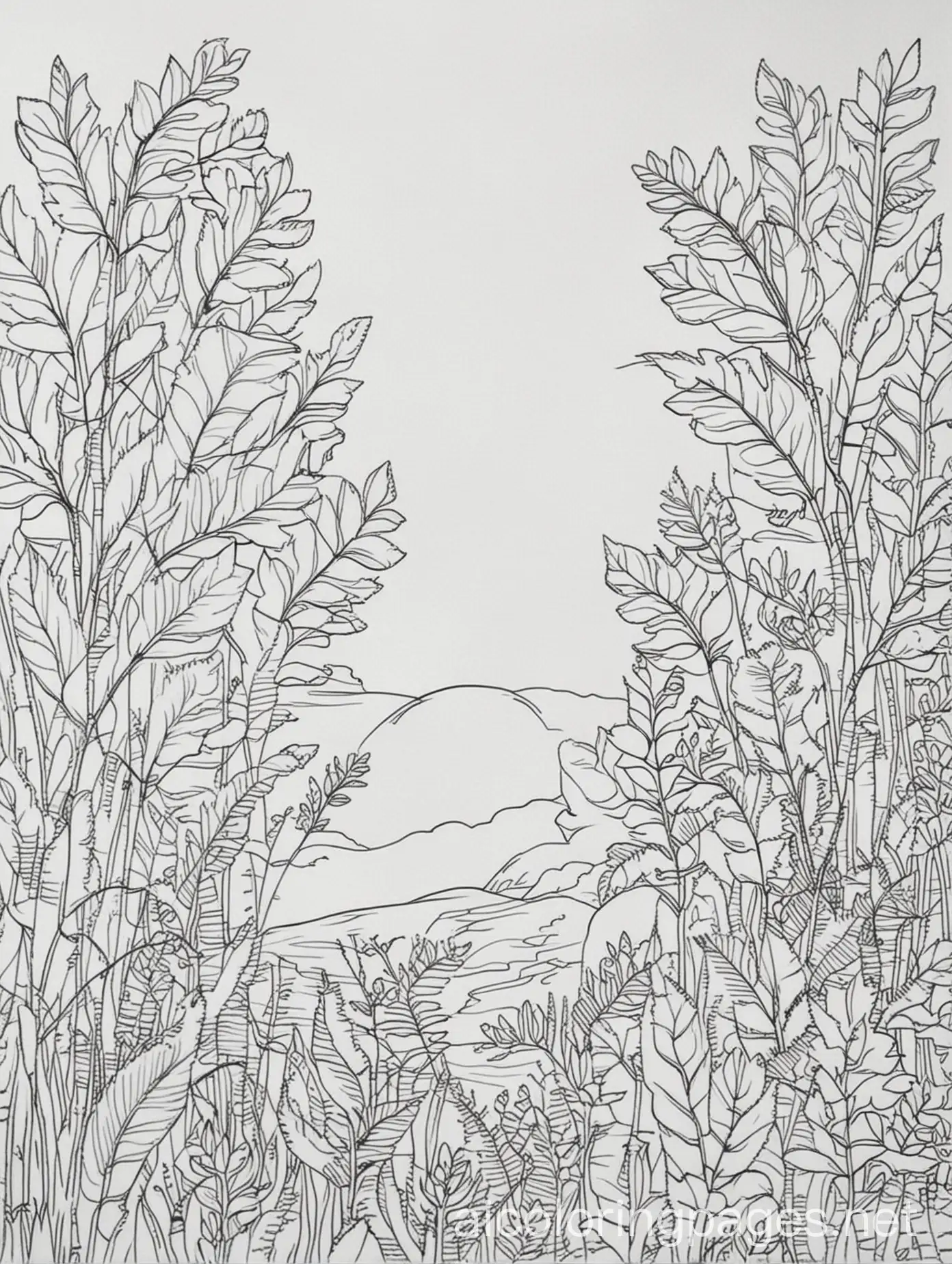 related to nature , Coloring Page, black and white, line art, white background, Simplicity, Ample White Space. The background of the coloring page is plain white to make it easy for young children to color within the lines. The outlines of all the subjects are easy to distinguish, making it simple for kids to color without too much difficulty