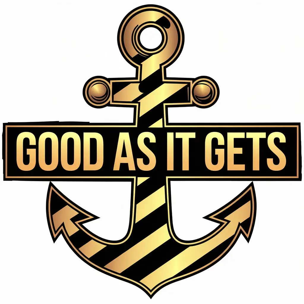 LOGO Design for Good As It Gets Contemporary Boat Logo with Gold and Black Pin Striping Theme