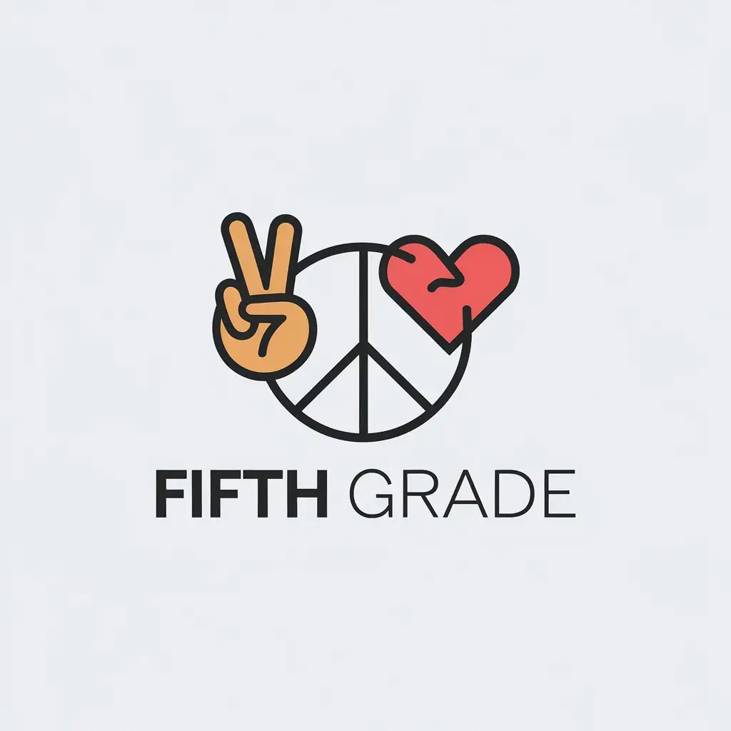 LOGO-Design-for-Fifth-Grade-Peace-and-Love-Symbol-in-Minimalistic-Style-for-Education-Industry