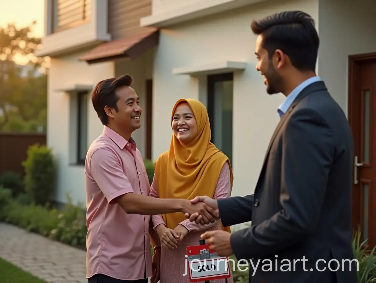 MalayAI-Image-Prompt-Expansion-Couple-Shaking-Hands-with-Real-Estate-Agent-in-Front-of-New-Home-with-Sold-Sign